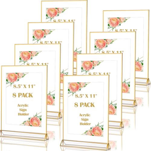 Handepo 8 Pcs Acrylic Sign Holder 8.5x11 Gold Frames Double Sided...