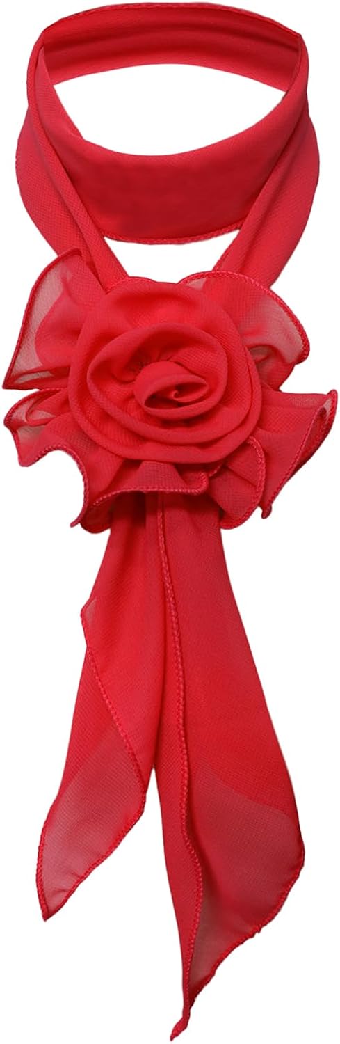 Skinny Scarf for Women, Lightweight Womens Scarves with Large Flower Detachable Clip Neck Scarf for Date Outing Party