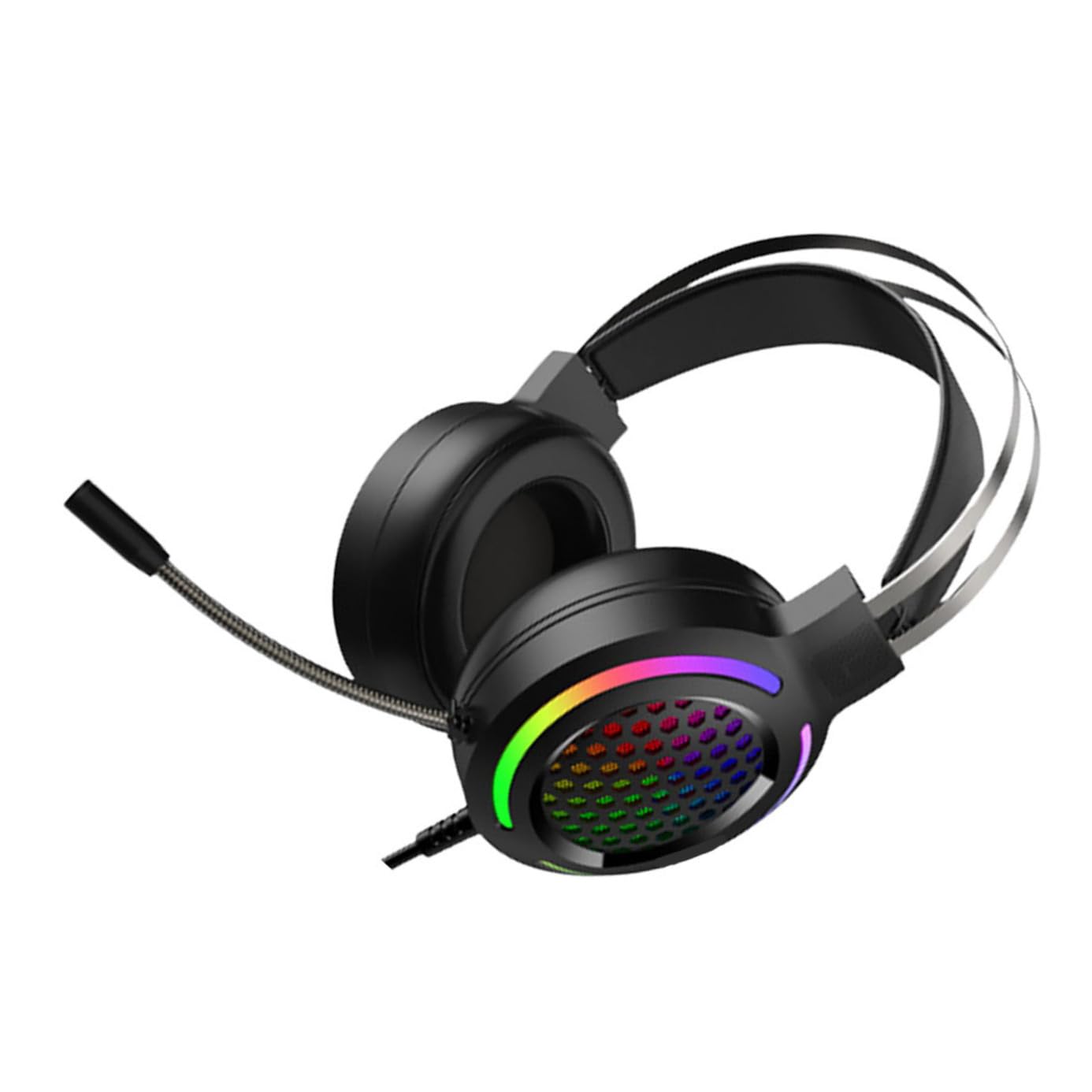 Casque de jeu Housoutil éclairage LED noir avec oreillettes confortables - 8