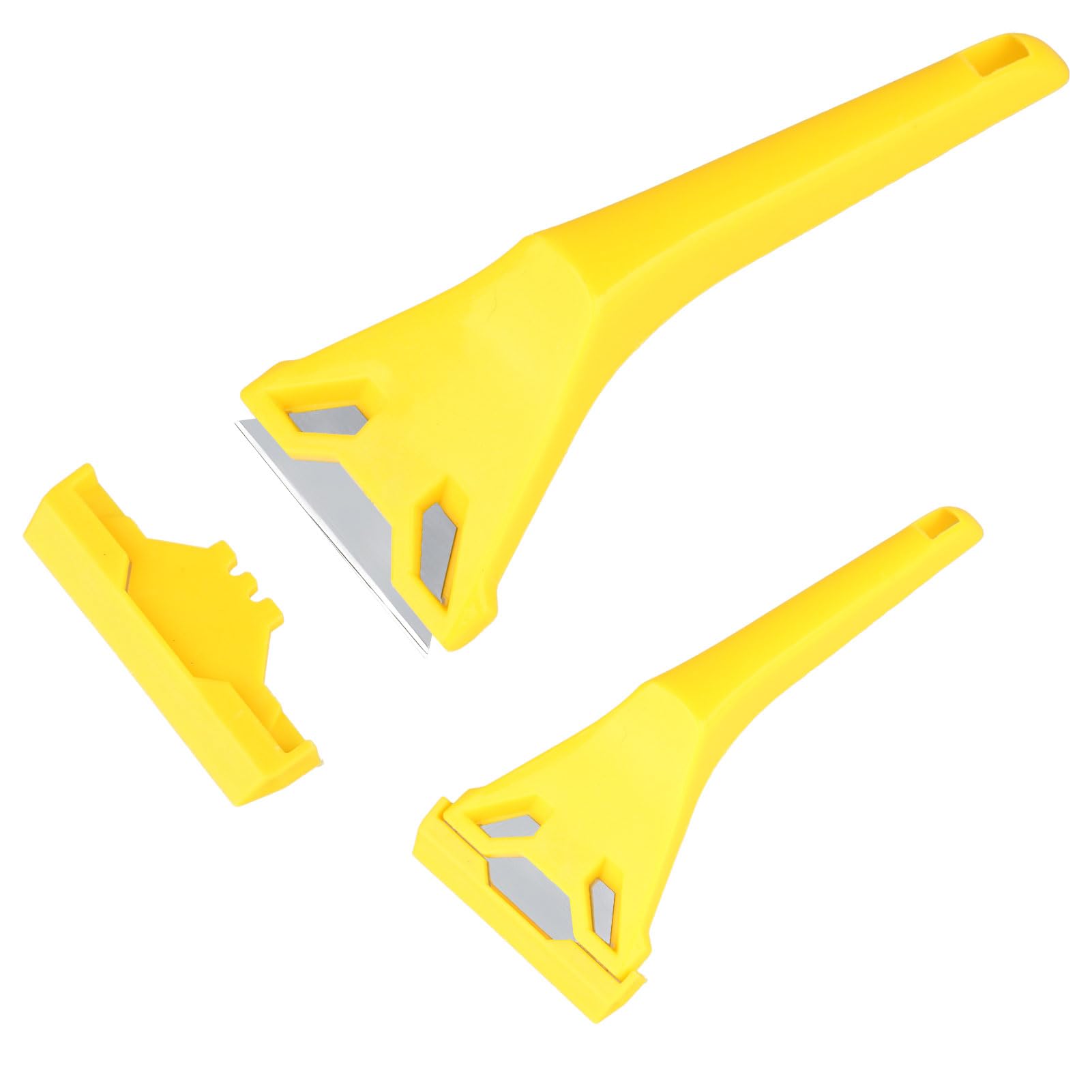 Window Scraper Tool, Non Scratch Scraper Cleaning Tool Replacement Window Scraper for Glass, Paint, Poster, Hob Oven, Cooktop, Sticker, Wallpaper, Residue Remover Stanley Blades DIY (Yellow)