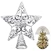 UNOMOR Christmas Star Tree Topper –Silver Glittered Metal Hallow Tree Star Unique Design- 8 Inches (Base Not Included) Fit For General Size Christmas Tree