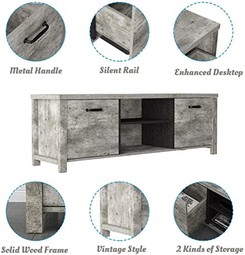 Sogeshome 59'' Farmhouse Wood Tv Stand For Tv Ups With Storage And 2 Cabinet, Tv Entertainment Center Tv Stands With Storage #TOP5