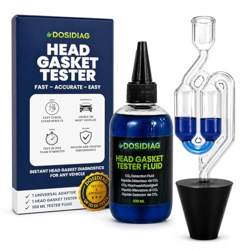 DOSIDIAG Zylinderkopfdichtungsprüfer bis zu 50 Tests Lecksuchgerät CO Motor Benzin & Diesel Universal-Set mit blauer Reaktivflüssigkeit schnelle und zuverlässige Diagnose Auto Motorrad LKW
