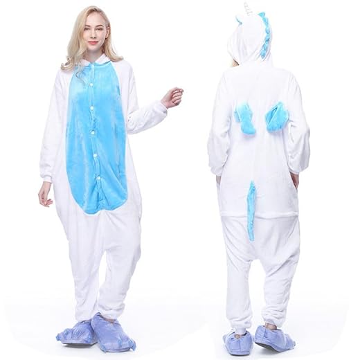 BANGHA Onesies vuxen anime pyjamas kvinna nattlinne huva overaller vuxen nattkläder damer onesies vuxna (färg: L025, storlek: 120–135 cm)
