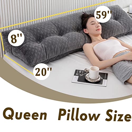 Turnextte Large Headboard Pillow Queen, Bed Rest Reading Pillow Bolster Triangular Pillow With 3D Velvet Washable Cover, Backrest Positioning Support Pillow For Daybed #TOP1