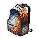 Blueangle Baseball Water Fire Print Travel Backpack for School Water Resistant Bookbag