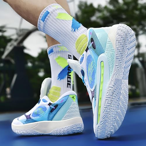 Image of Men's High-Top Basketball Shoes Anti-Slip and Wear-Resistant Soles Running Shoes Graffiti Design Fashionable Sports Shoes