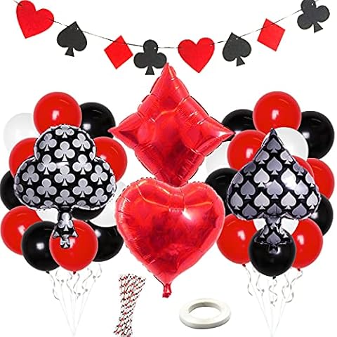 Casino Party Decorations Game Night Casino Straws Balloons Banner for Poker Party Supplies Cover