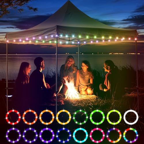Waybelive LED Canopy Lights, 40Ft LED String Light for Outdoor Canopy, Compatible with 10 x10 Ft Canopy Tents, Waterproof, 16 Color Change by Yourself, Super Bright to Display at Night Outdoors