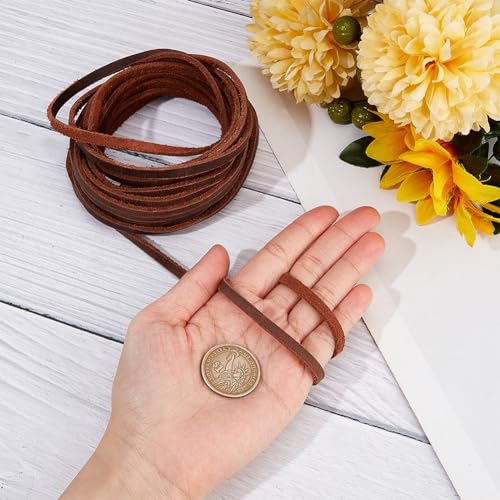 GORGECRAFT 5M Real Genuine Round Leather String Cord 5mm Wide Cowhide Leather Strip 2mm Thick Flat Leather Straps For Diy Crafts Necklace Bracelets Belts Boot Lace Jewellery - Image 3