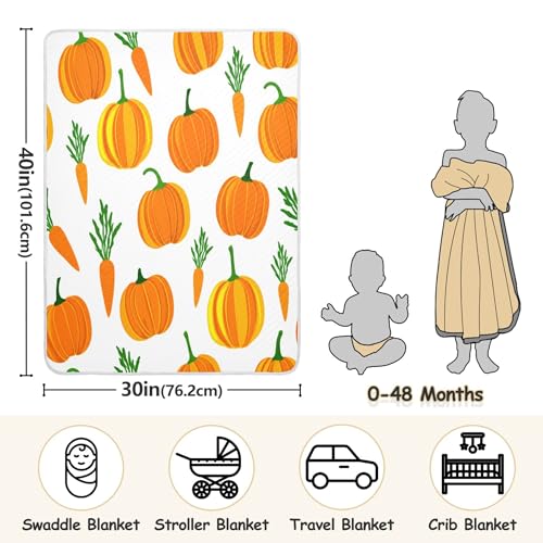 Burbuja Pumpkins Carrots Baby Blanket for Boys Girls, Nursery Soft Warm Swaddling Receiving Baby Blankets, 30x40 in Toddler Blanket3