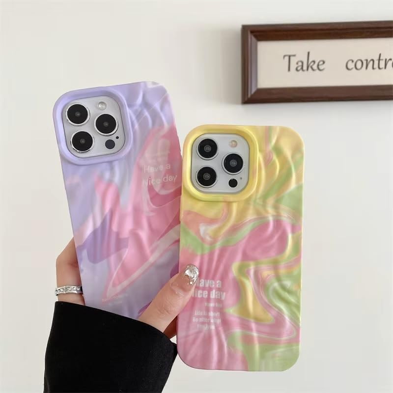 Image of COVERLY for iPhone 14 Pro Max 3D Luxury Rainbow Pastel Nice Phone Case,Premium Texture Trendy Retro Cute Multi Artistic Cool Design -Aesthetic Shades Heart Princess Cover for Apple iPhone 14 Pro Max