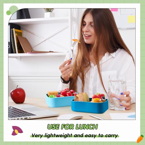 Image of Layhit 4 Pcs Silicone Bento Box for Adults, 27 oz Bento Lunch Container Reusable Food Container for Women Men, Leak Proof Microwave Dishwasher Freezer Safe (3 Compartments,Cool Colors)
