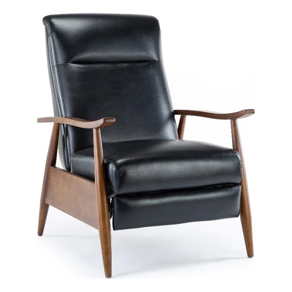 Solaris Black Faux Leather Wooden Arm Push Back Recliner Chair (Incomplete box 1 missing box 2)