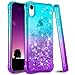 Ruky iPhone XR Case, iPhone XR Glitter Case, Gradient Quicksand Series TPU Bumper Cushion Reinforced Corners Protective Bling Liquid Girls Women Case for iPhone XR 6.1 Inch - Aqua&Purple