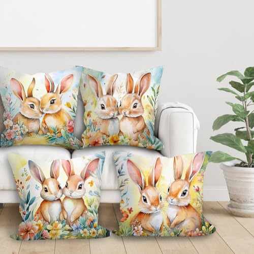 Housses de coussin de Pâques pour un salon printanier chaleureux x4