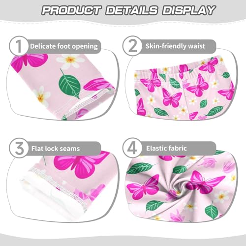 Girls' Leggings Butterfly Flowers Floral Plant Pink Kids Yoga Tights Pants 1 Pack 23033283