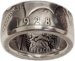 Morgan Silver Dollar Coin Ring - Men's Fashion Jewelry, Handmade Punk Vintage Personality Ring, Size 12