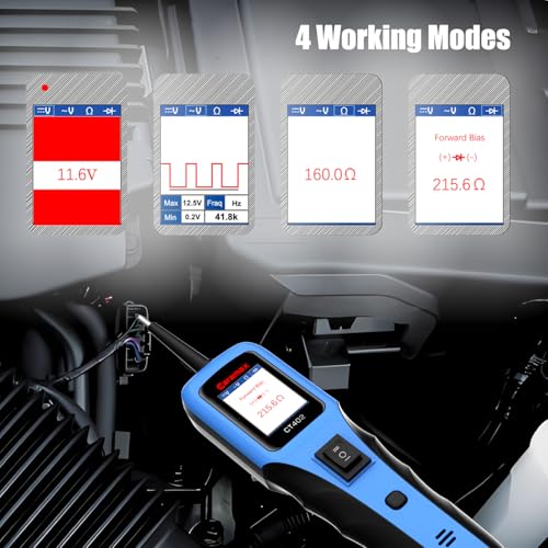 Automotive Power Circuit Probe Tester 12-24V Trailer Light Tester with 0.7mm Non-Piercing Probe Kits&40FT Cord Resistance&Duty Cycle Digital Multimeter Short&Open Finder Diode Diagnostic Tool