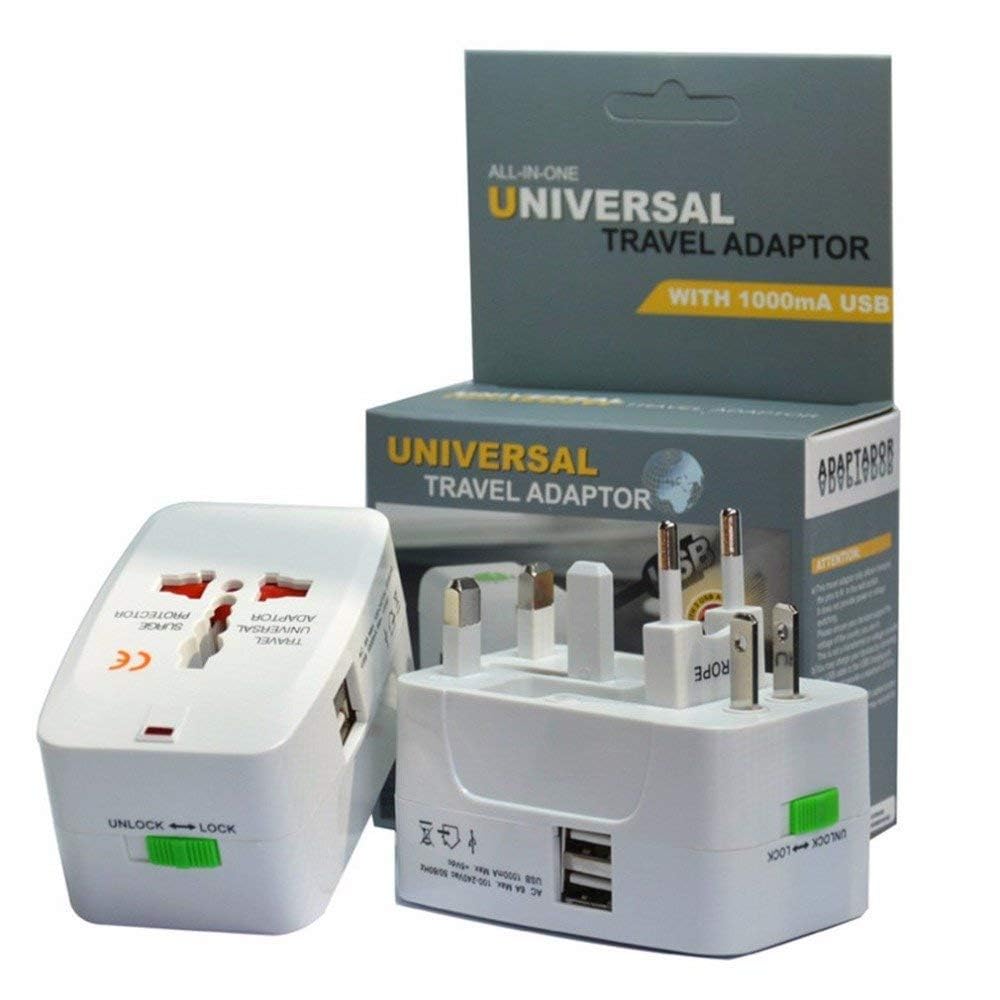 HEIMVOLL All-in-One Universal Travel Adapter | International Power Plug Converter with Dual USB Ports (1000mA) | Worldwide Wall Charger for US, UK, EU, AU | Surge Protection & Safety Lock-image-8