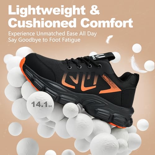 Image of Hogent Steel Toe Shoes for Men Lightweight Comfortable Non Slip Work Shoes Women Puncture Proof Safety Sneakers for Industrial Construction & Daily Life