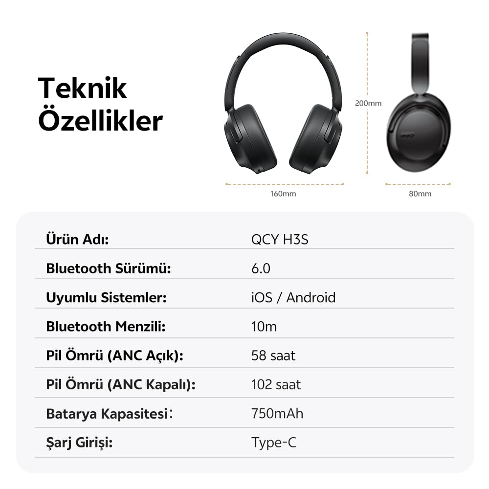 H3S 6.0 Auriculares Bluetooth Anc Hi-res Ldac Dual Driver Auriculares 7 Mics Inteligencia Artificial Escuchar 102 Horas (blanco)
