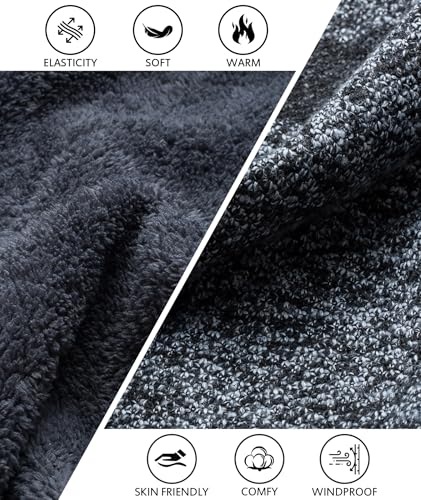 Image of LLdress Mens Knit Cardigan Sweaters Sherpa Lined Full Zip Hoodie With Pockets