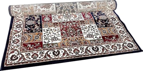 Image of Kashmiri Design Traditional Carpets for Living Room 5x7 Feet (150 x 210 Cm) Drawing Room Hall Blue Colour