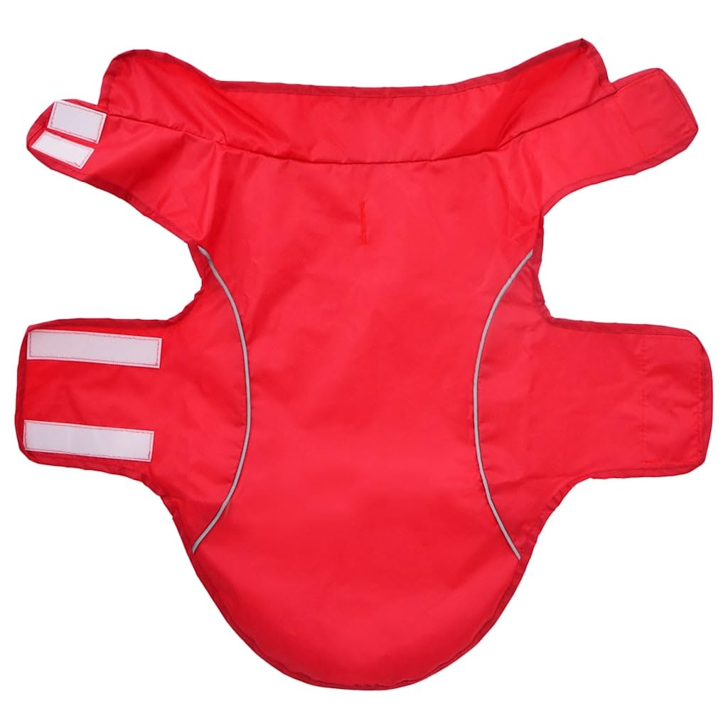 Impermeabile per cani in poliestere con strisce riflettenti, impermeabile, antivento, comodo, taglia XXS per cuccioli, rosso, protezione in caso di pioggia, passeggiate autunnali e invernali