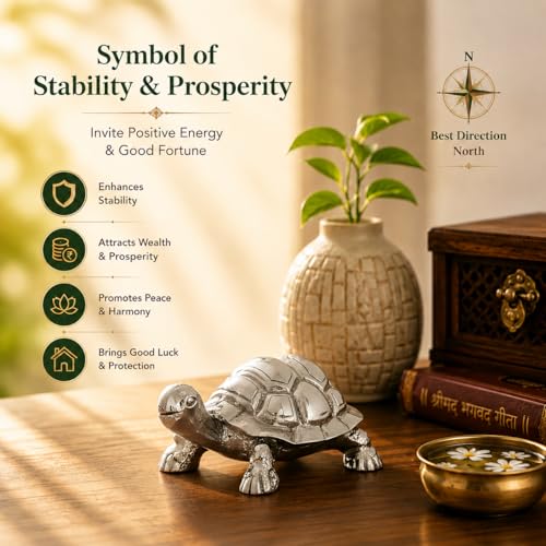 Image of Silver Plated Tortoise Idol for Good Luck (3 Inch) | Vastu Tortoise for Home Decor Living Room | Turtle Showpiece Gift l Kachua Figurine for Stability, Prosperity & Wealth