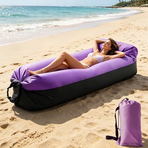 KUWUNG Aufblasbares Sofa Camping Sofa Aufblasbar Tragbares Luft Sitzsack mit Aufbewahrungstasche Air Lounger Aufblasbare Couch für Camping Urlaub Schwimmbad Strandparties Hinterhof