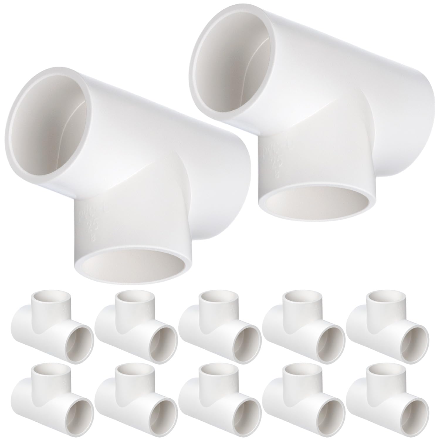 Qwork White Qwork® 12 Pieces 3-Way T-Piece Pipe Fittings, 25 Mm Inner Diameter (White), Pvc Plastic Pipe Corner Connectors, For Greenhouse Frames,Water Pipe,Garden