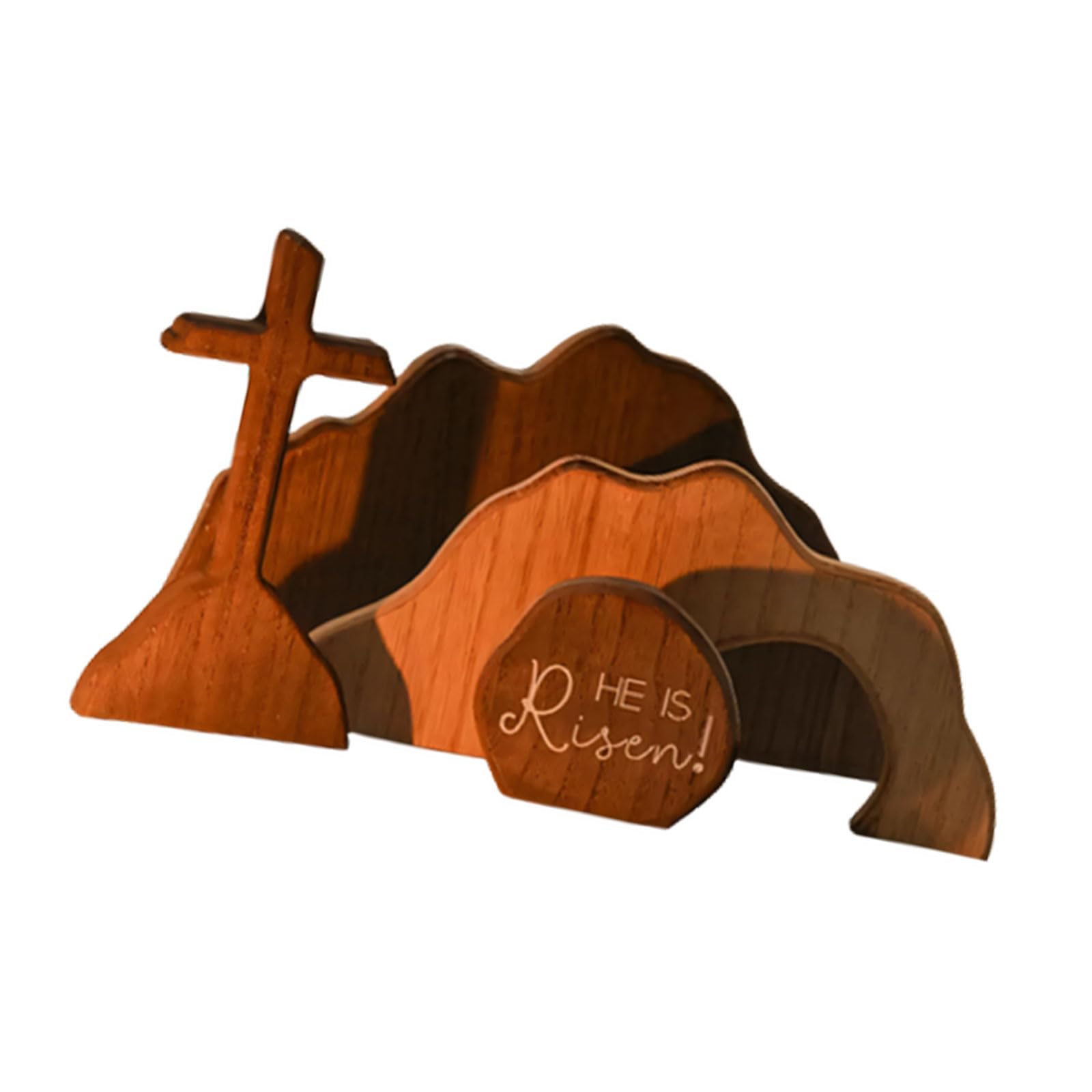 Wooden Empty Tomb Easter Scene with Crosses, Resurrections Decor Set Easter Resurrections Scene Set