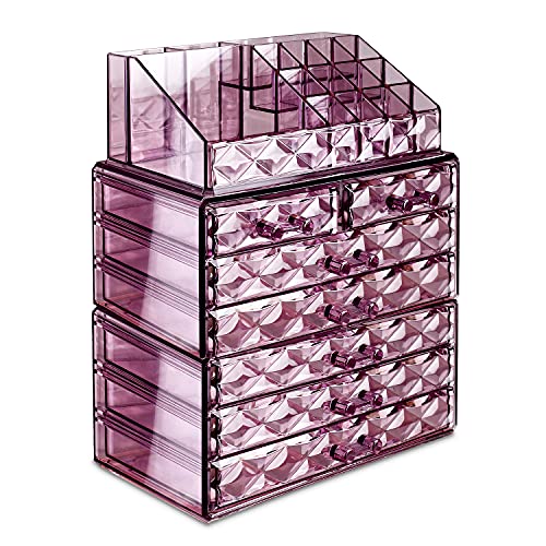 Ikee Design Purple Diamond Pattern Jewelry & Cosmetic Storage Display Boxes 3 Pieces Set