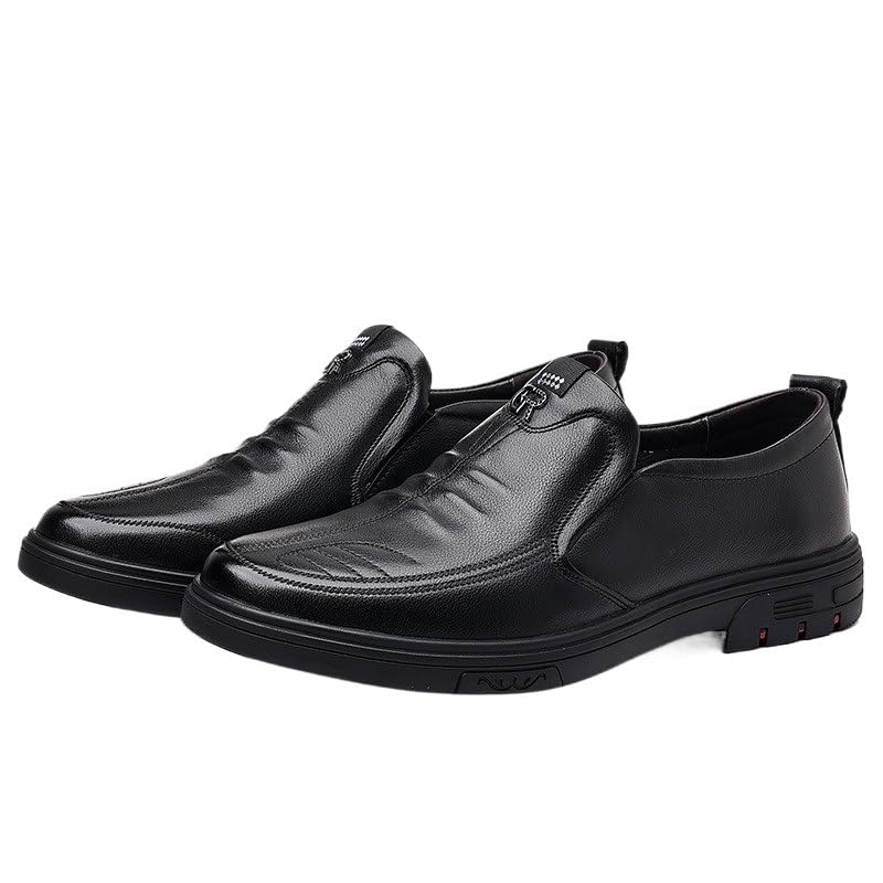 Men's Casual Shoes Round Shoes Rubber Soft Sole Slip-on Fashion Breathable Leather Shoes for Men