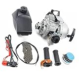 49cc 2 Stroke Engine Motor Kit with Fuel Tank, Single Cylinder Recoil Pull Start Mini Engine, Starter Engine for Most Air Cooled Mini Dirt Bikes Pocket ATV Scooter (25H 136L Chain)