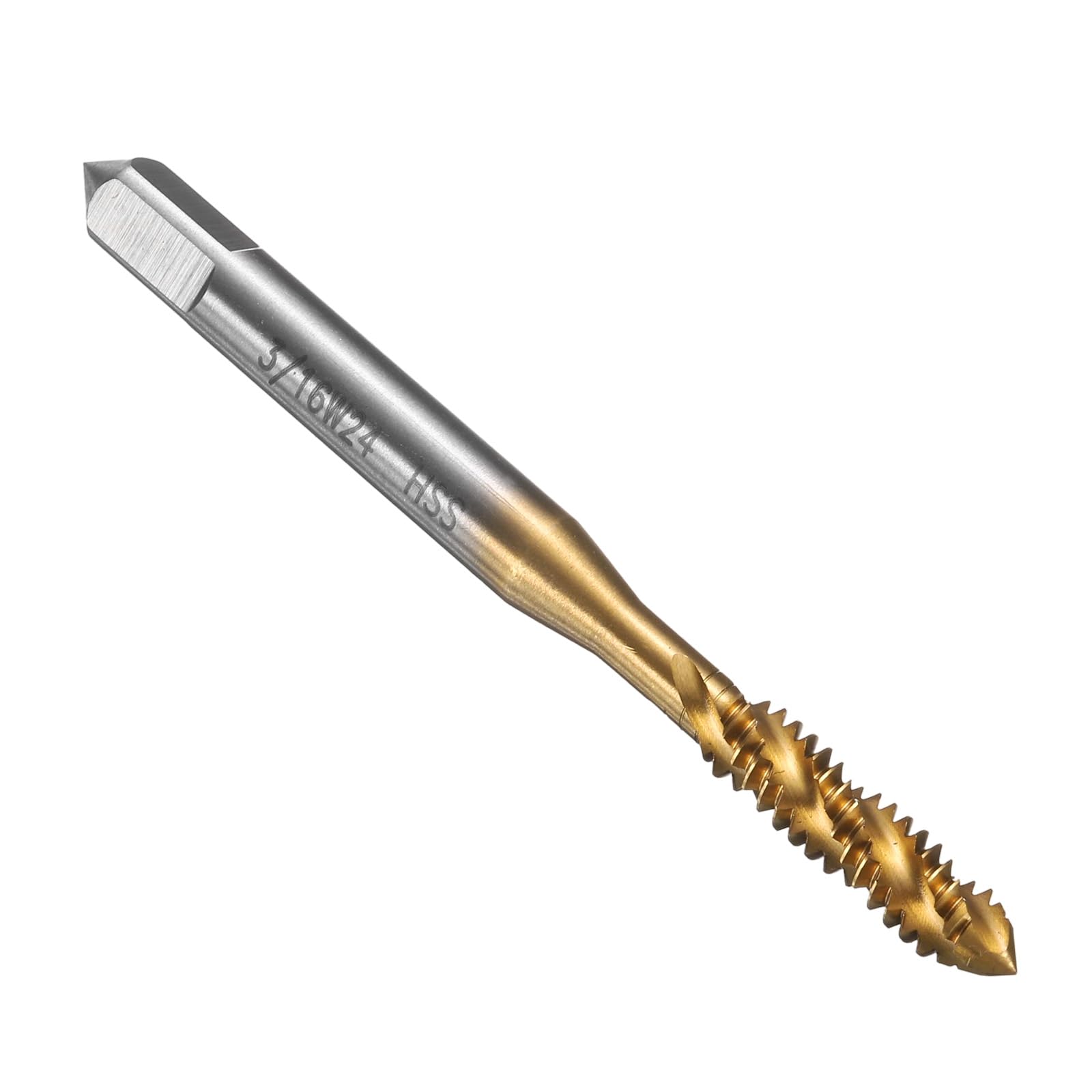 Uxcell M2 HSS Spiral Flute Thread Tap – 3/16-24 BSW, Titanium