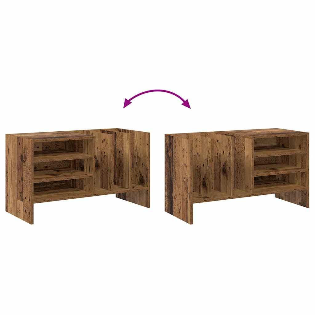 Armadio per dischi in legno anticato, 78,5 x 35 x 45 cm, con 6 ripiani, scaffale versatile per vinile, CD, DVD, HiFi, mobili multimediali, soggiorno, salvaspazio e robusto