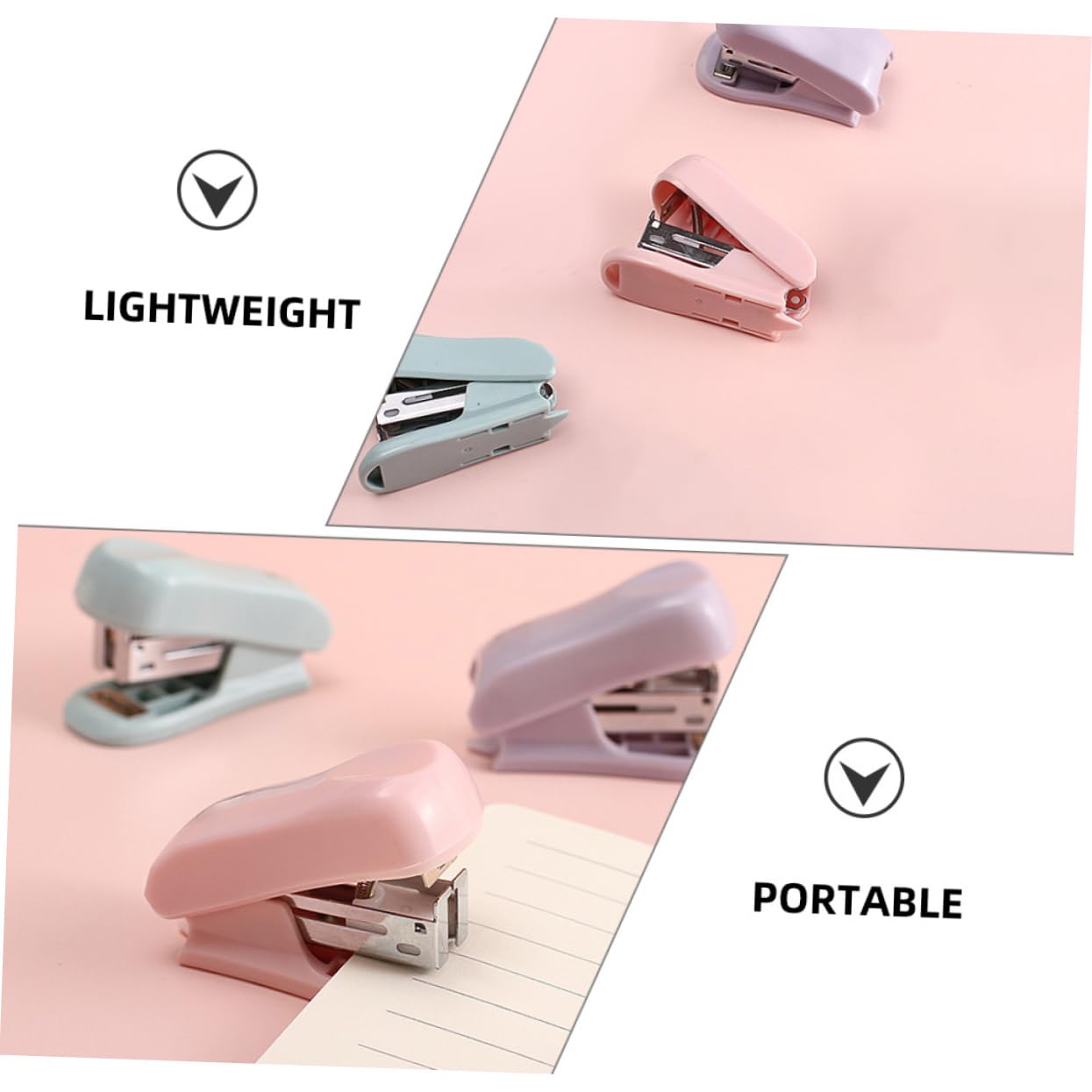 Angoily 5 Set Mini Cucitrice Portatile Cucitrice Mano Compatta Per Ufficio Scuola Per Raccogliere Documenti Fucsia Viola 3 Pezzi * 5