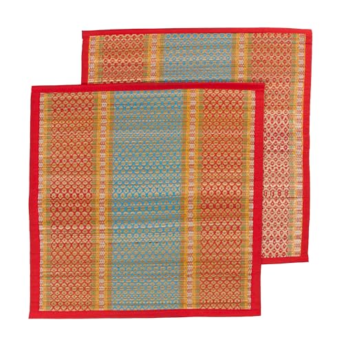 Image of CRAFT OF INDIA Handmade Korai Pai Kusha Grass Pooja Aasan Sitting Floor Mats (1.5X2 ft (4pcs Combo))