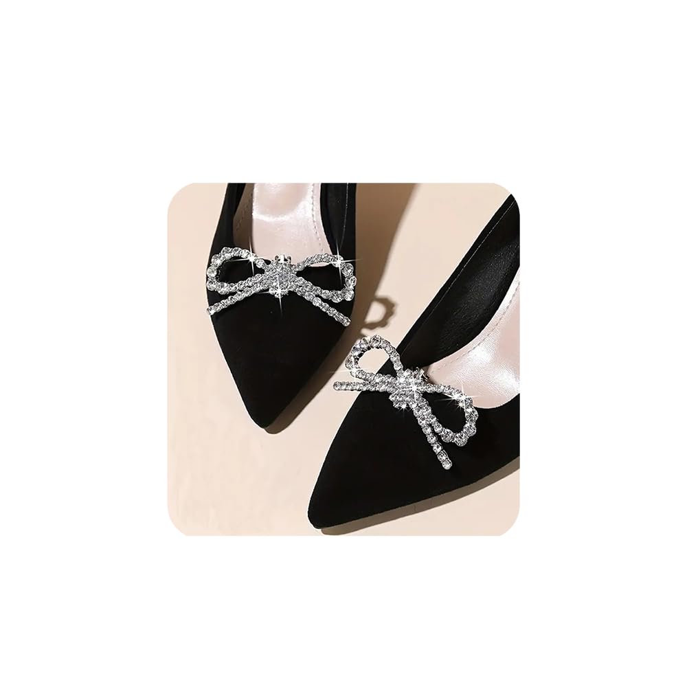 Yuekisen1 Pair Rhinestone Bow Shoe Clips Detachable Bow Tie