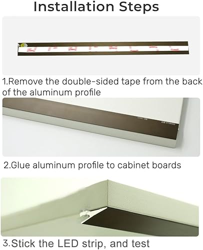 Miniatura 4 de Paquete de 5 perfiles de aluminio LED ultrafinos de 3.3 ft3.3 pies, lámpara LED de gabinete de iluminación oblicua de 45, sistema de canal de luz de