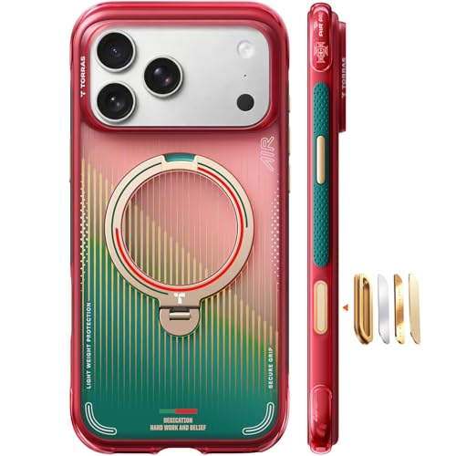 Image of TORRAS World Cup Inspired, Official Portuguese Football Federation Limited Edition, Ostand Q3 Air for iPhone 17 Pro Max Case, 360 Magnetic Stand, Fit for MagSafe, Mil-Grade Drop Tested, Glory Slash