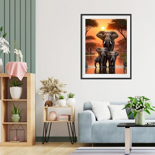 TOSTOG Diamond Painting Kits for Adults,Full Drill 5D DIY Elephant Diamond Art Kit Diamond Crystal Rhinestone Arts and Crafts Picture for Home Wall Decor 30x40cm - Image 2