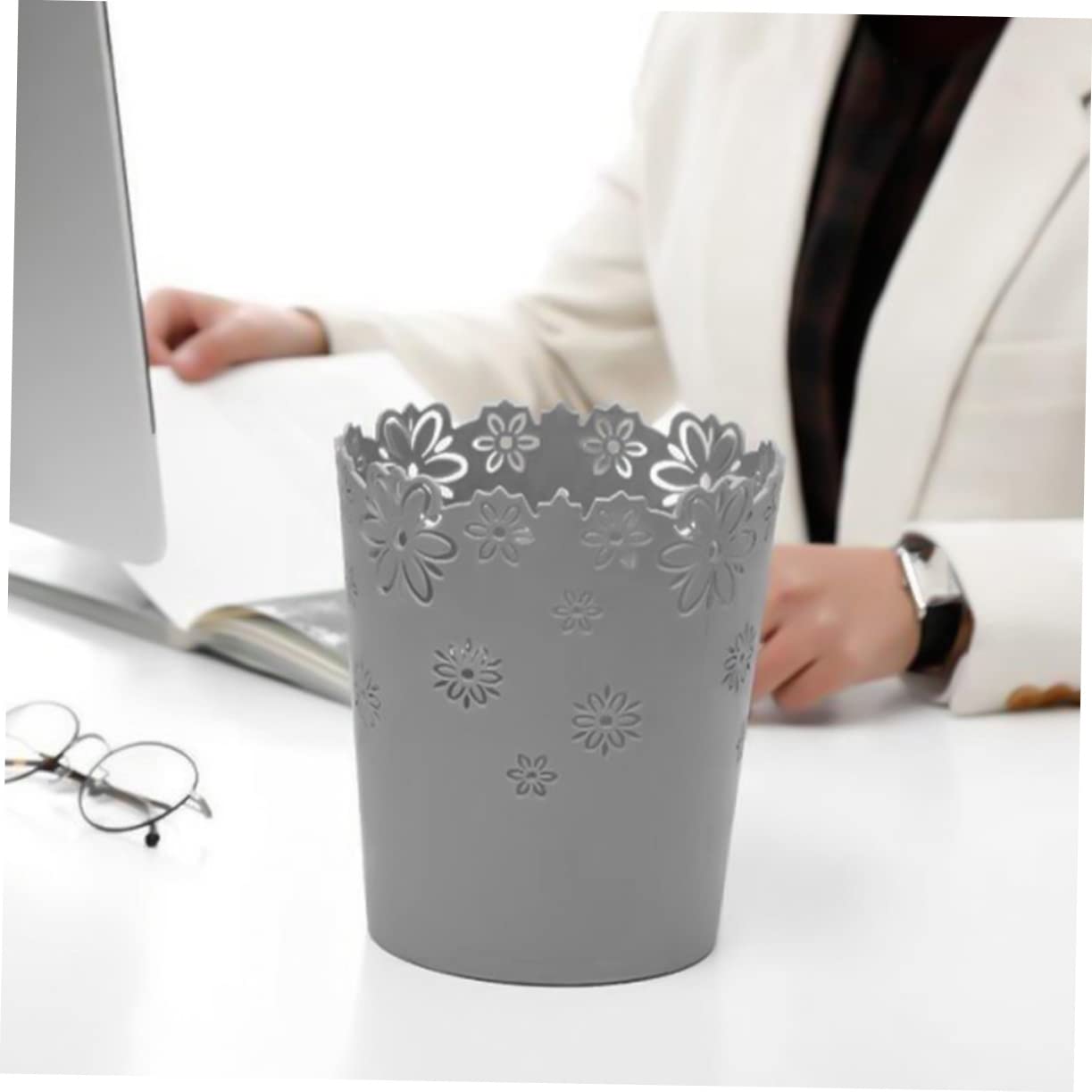 MAGICLULU 2pcs Mini Desktop Trash Can Plastic Storage Bin Small Trash Bin for Office Home Bedroom