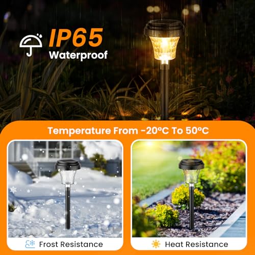 ONEWAY Garden Lights Solar Powered Waterproof,8 Pack Solar Lights Outdoor Garden Stake with Warm White & RGB,Ultra-Bright Solar Stake Lights Garden Ornaments,Solar Path Lights for Yard Lawn Landscape - Image 4