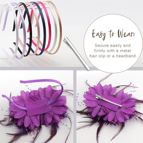 Image of DRESHOW Fascinators Hats for Women Tea Party Fascinator Hats Vintage 50s Headwear Cocktail Wedding Church Derby Hat