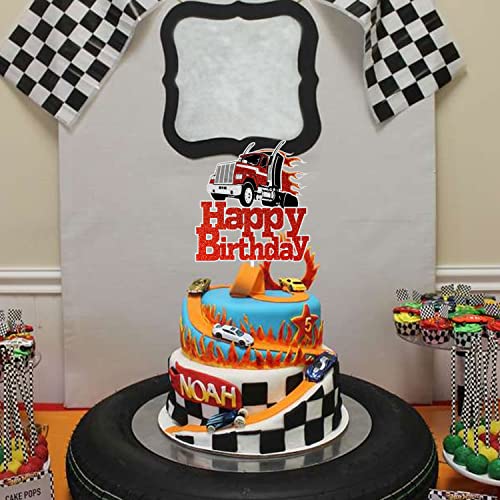 Trucks Happy Birthday Cake Topper Transportation Theme Boys Child Favorite Party Decorations #TOP2