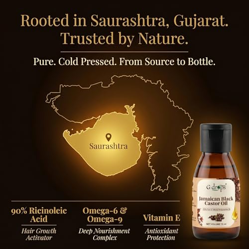 Image of Jamaican Black Castor Oil - Cold Pressed, 100% Pure & Unrefined JBCO for Hair Growth, Thicker Eyebrows, Longer Eyelashes & Scalp Nourishment | For Men & Women | Pack of 2 (70ml + 70 ml)