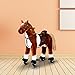 Qaba Kids Plush Ride On Toy Walking Horse with Wheels and Realistic Sounds, 30